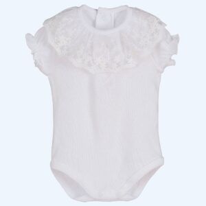 body bebé blanco cuello bordado calado algodón detalle verano elegante